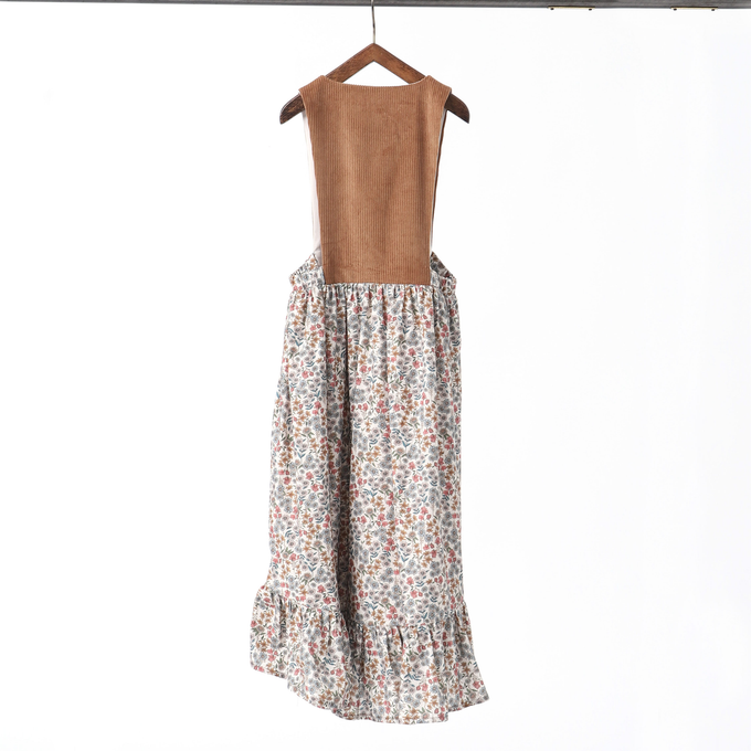 Popelin ポペリン<br>コーデュロイエプロンワンピース フラワー柄<br>Mod.34.2