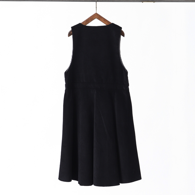 Popelin ポペリン<br>ノースリーブコーデユロイワンピース Black<br>Mod.35.4