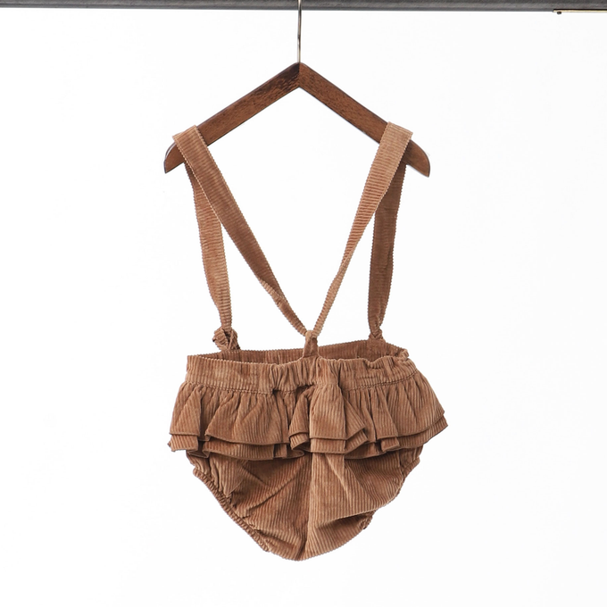 Popelin ポペリン<br>Babyフリルサスペンダーブルマパンツ Brown<br>Mod.12.3