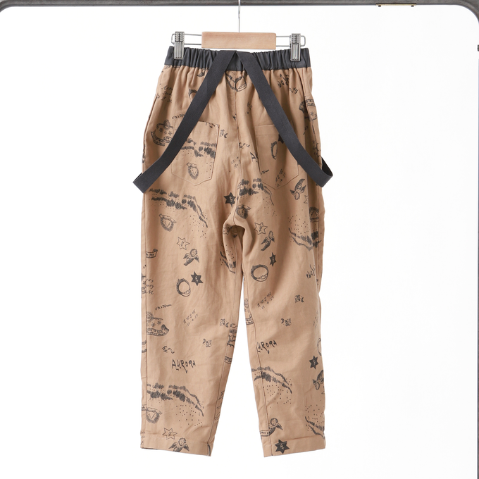eLfinFolk エルフィンフォルク<br>AuRora tarina printed Suspenders pants<br>elf-232F04