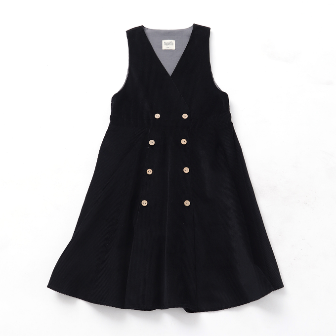 Popelin ポペリン<br>ノースリーブコーデユロイワンピース Black<br>Mod.35.4