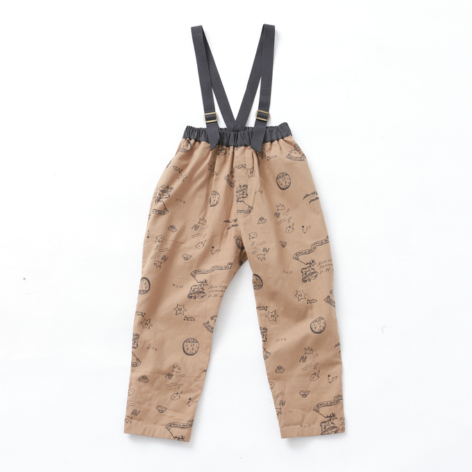 eLfinFolk エルフィンフォルク<br>AuRora tarina printed Suspenders pants<br>elf-232F04
