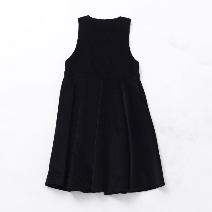 Popelin ポペリン<br>ノースリーブコーデユロイワンピース Black<br>Mod.35.4
