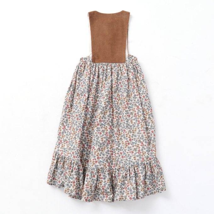 Popelin ポペリン<br>コーデュロイエプロンワンピース フラワー柄<br>Mod.34.2