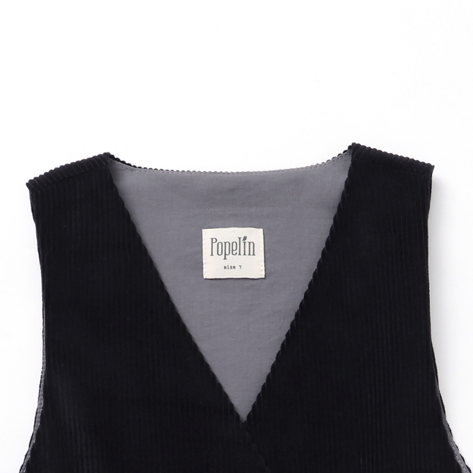 Popelin ポペリン<br>ノースリーブコーデユロイワンピース Black<br>Mod.35.4