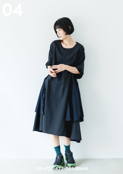 NUNUFORME<br> ヌヌフォルム<br>【27ssご予約 1月入荷予定】<br>サイドフリルワンピース<br>04-nf27-422-025