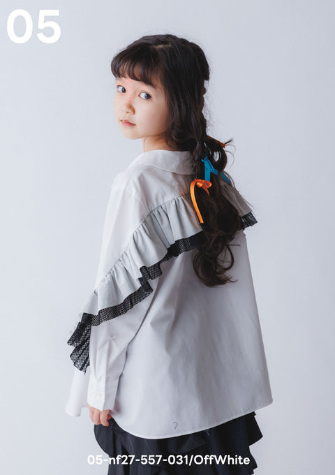 NUNUFORME<br> ヌヌフォルム<br>【27ssご予約 1月入荷予定】<br>ダブルフリルブラウス<br>05-nf27-557-031