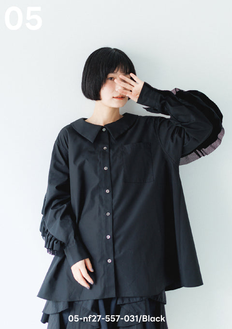 NUNUFORME<br> ヌヌフォルム<br>【27ssご予約 1月入荷予定】<br>ダブルフリルブラウス<br>05-nf27-557-031