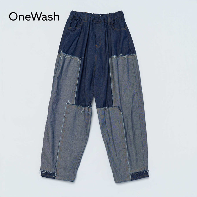 NUNUFORME<br> ヌヌフォルム<br>【27ssご予約 1月入荷予定】<br>デニムパッチワークパンツ<br>08-nf27-642-038