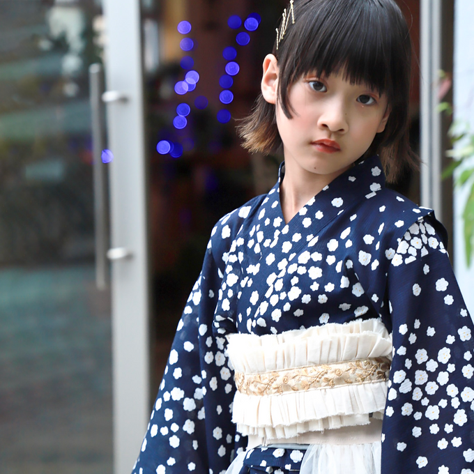 〈BOTTAN セパレート浴衣〉<br>キッズも大人っぽく纏めたい♫PARK MIXコーデ提案♡兵児帯1本セット