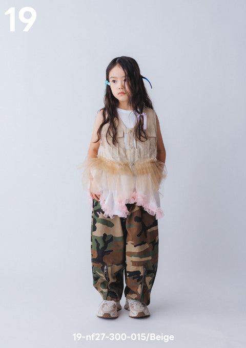 NUNUFORME<br> ヌヌフォルム<br>【27ssご予約 2月入荷予定】<br>アーミーフリルベスト<br>19-nf27-300-015