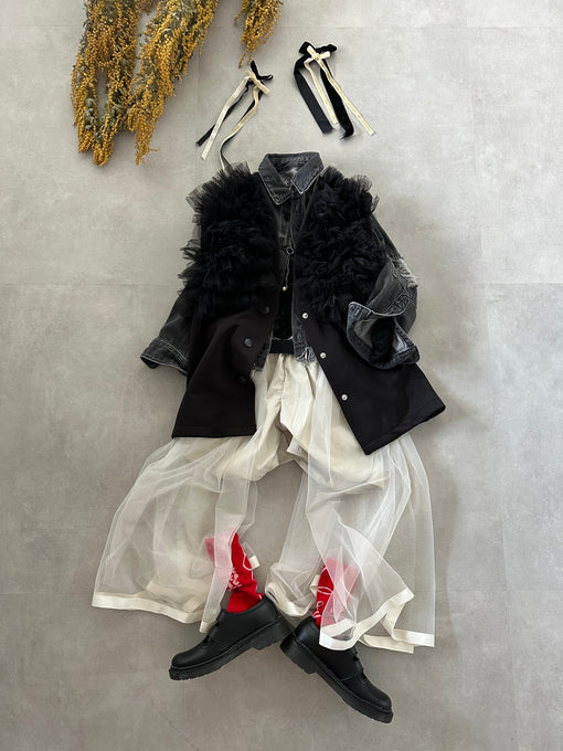 TOBOGGAN<br> トボガン<br>tulle tulle V-neck vest