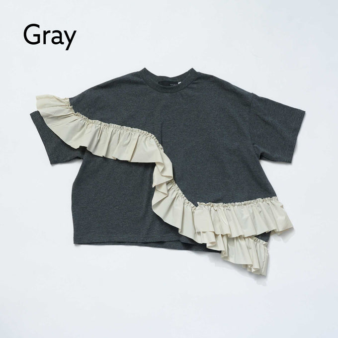 NUNUFORME<br> ヌヌフォルム<br>【27ssご予約 2月入荷予定】<br>新型ラウンドフリルTシャツ<br>37-nc27-830-729