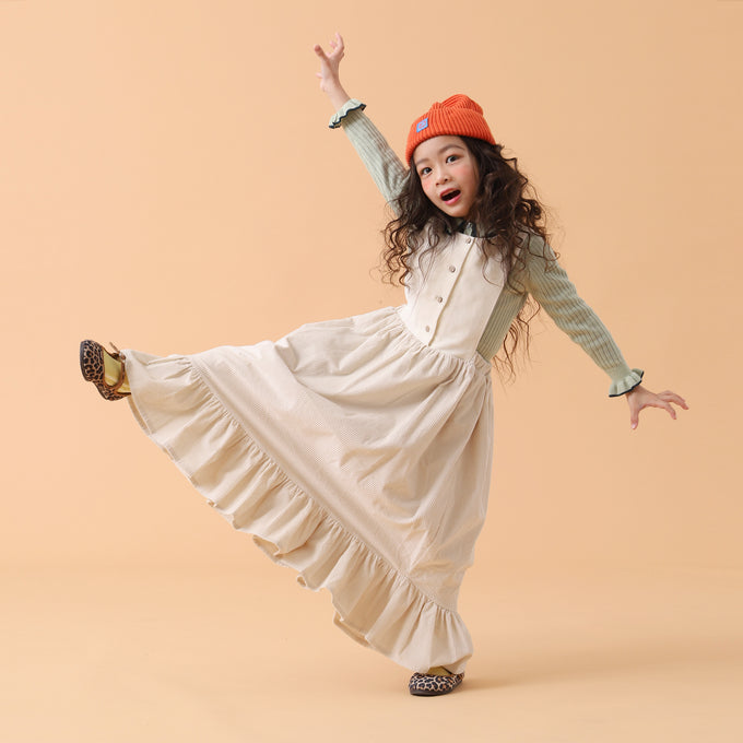 Popelin ポペリン<br>コーデュロイエプロンワンピース Ivory<br>Mod.34.5