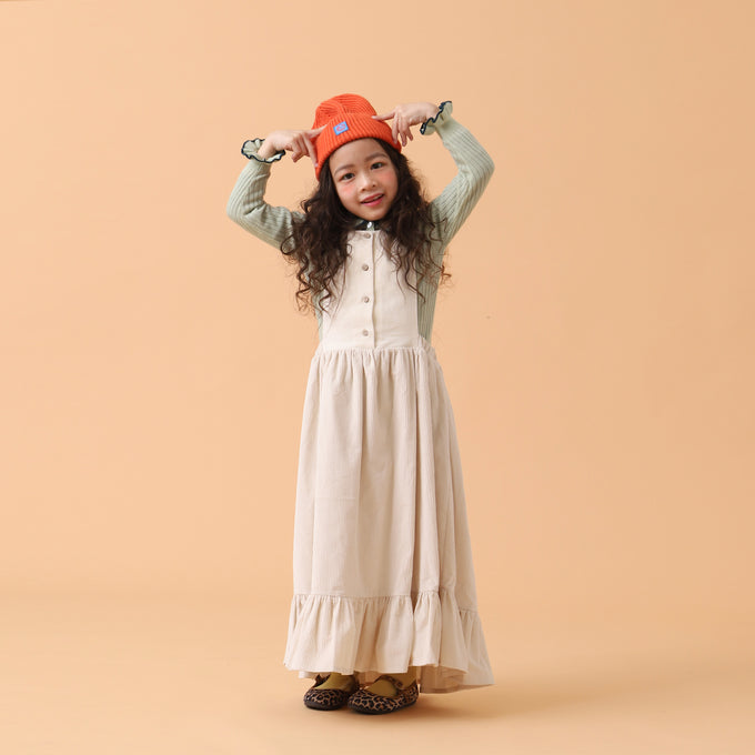 Popelin ポペリン<br>コーデュロイエプロンワンピース Ivory<br>Mod.34.5