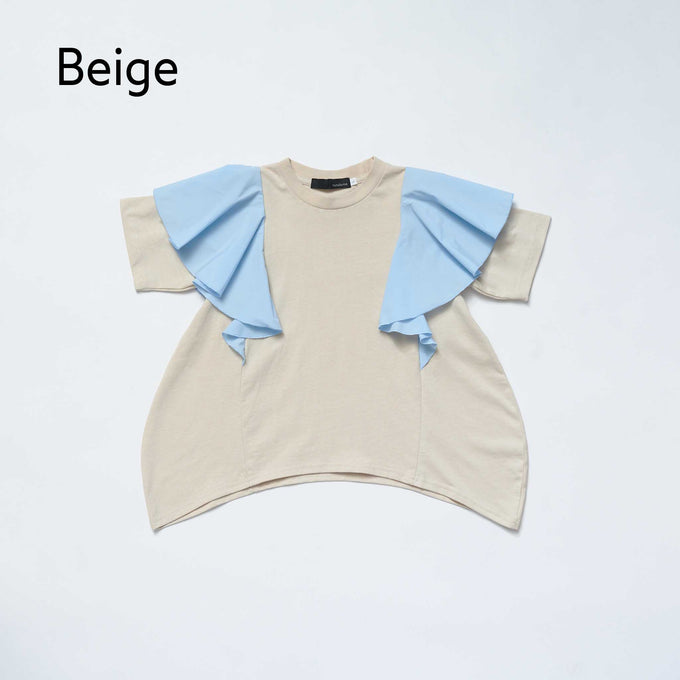 NUNUFORME<br> ヌヌフォルム<br>【27ssご予約 2月入荷予定】<br>コクーンフリルTシャツ<br>38-nc27-853-729