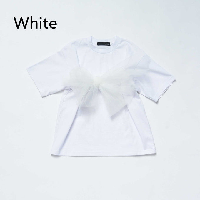 NUNUFORME<br> ヌヌフォルム<br>【27ssご予約 2月入荷予定】<br>チュールリボンTシャツ<br>39-nc27-854-729