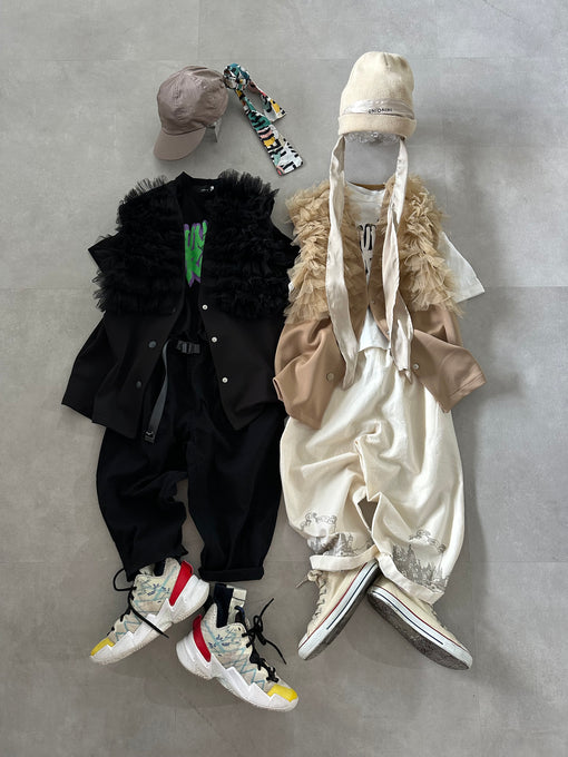 TOBOGGAN<br> トボガン<br>tulle tulle V-neck vest