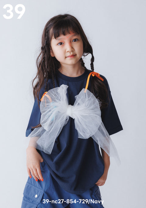 NUNUFORME<br> ヌヌフォルム<br>【27ssご予約 2月入荷予定】<br>チュールリボンTシャツ<br>39-nc27-854-729