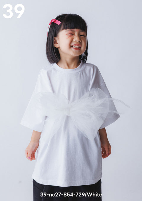 NUNUFORME<br> ヌヌフォルム<br>【27ssご予約 2月入荷予定】<br>チュールリボンTシャツ<br>39-nc27-854-729