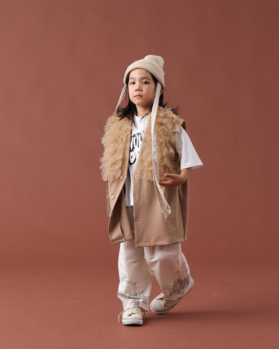 TOBOGGAN<br> トボガン<br>tulle tulle V-neck vest