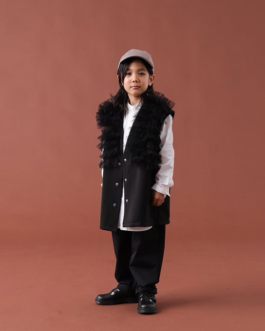 TOBOGGAN<br> トボガン<br>tulle tulle V-neck vest