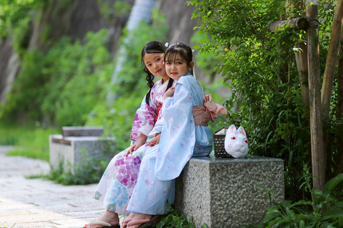 PARK MADE IN KYOTO Select<br>KIDS YUKATA<br>キッズ浴衣 兵児帯2点セット<br>1枚で着付け簡単タイプ