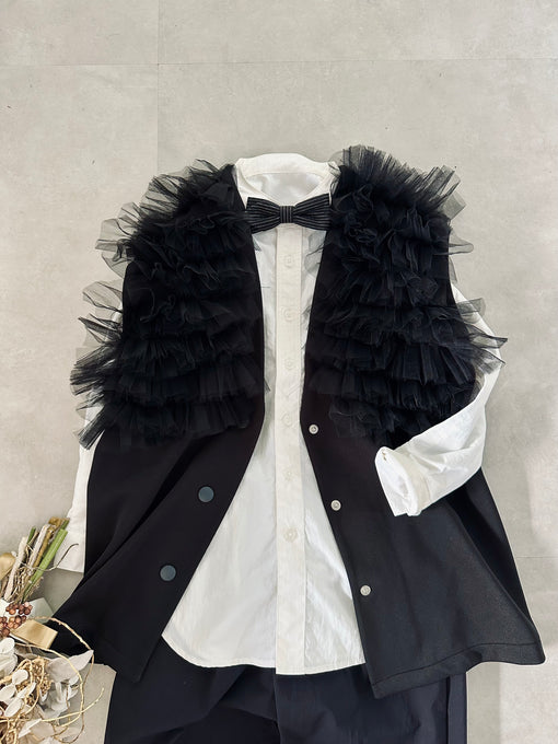 TOBOGGAN<br> トボガン<br>tulle tulle V-neck vest