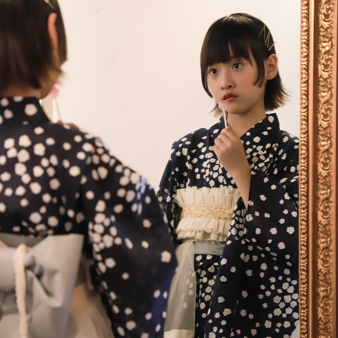 〈BOTTAN セパレート浴衣〉<br>キッズも大人っぽく纏めたい♫PARK MIXコーデ提案♡兵児帯1本セット