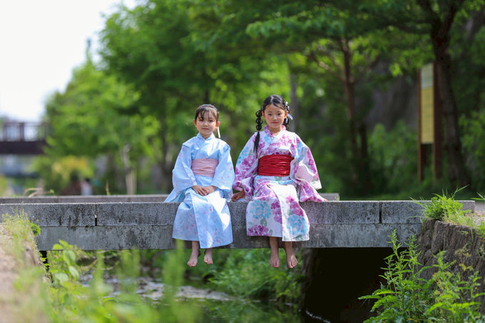 PARK MADE IN KYOTO Select<br>KIDS YUKATA<br>キッズ浴衣 兵児帯2点セット<br>1枚で着付け簡単タイプ