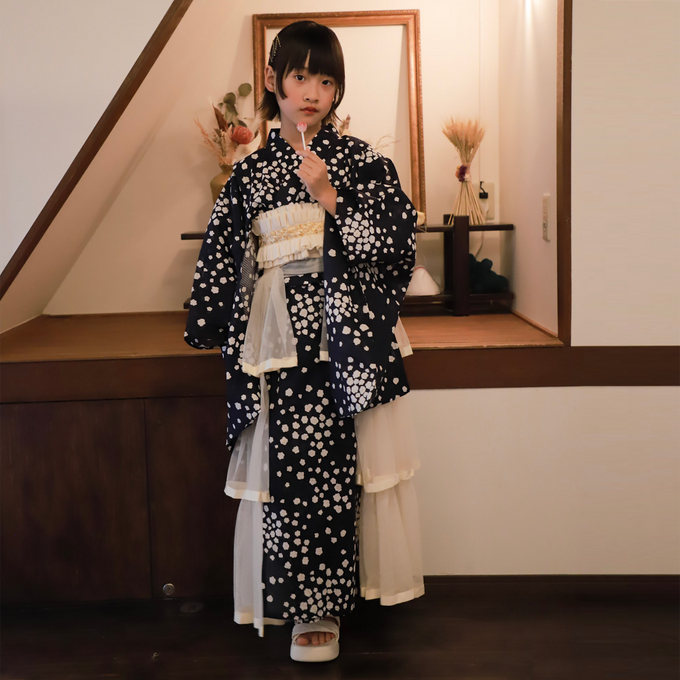 〈BOTTAN セパレート浴衣〉<br>キッズも大人っぽく纏めたい♫PARK MIXコーデ提案♡兵児帯1本セット