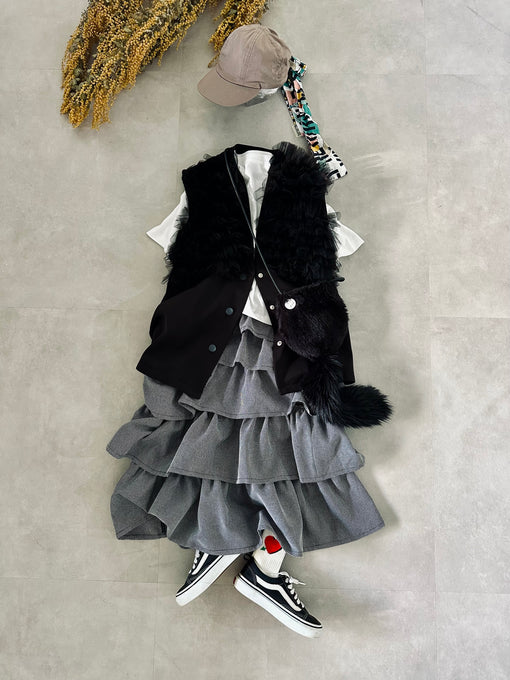 TOBOGGAN<br> トボガン<br>tulle tulle V-neck vest