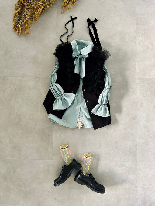 TOBOGGAN<br> トボガン<br>tulle tulle V-neck vest