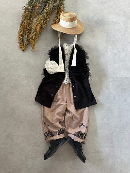 TOBOGGAN<br> トボガン<br>tulle tulle V-neck vest