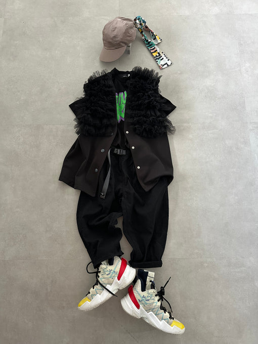 TOBOGGAN<br> トボガン<br>tulle tulle V-neck vest