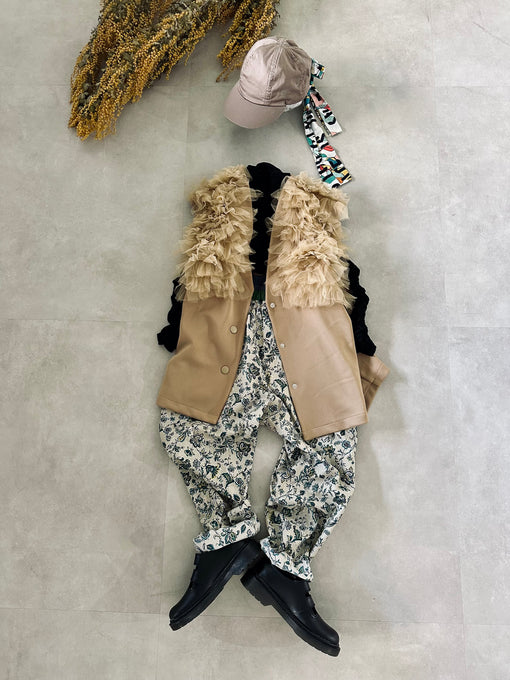 TOBOGGAN<br> トボガン<br>tulle tulle V-neck vest