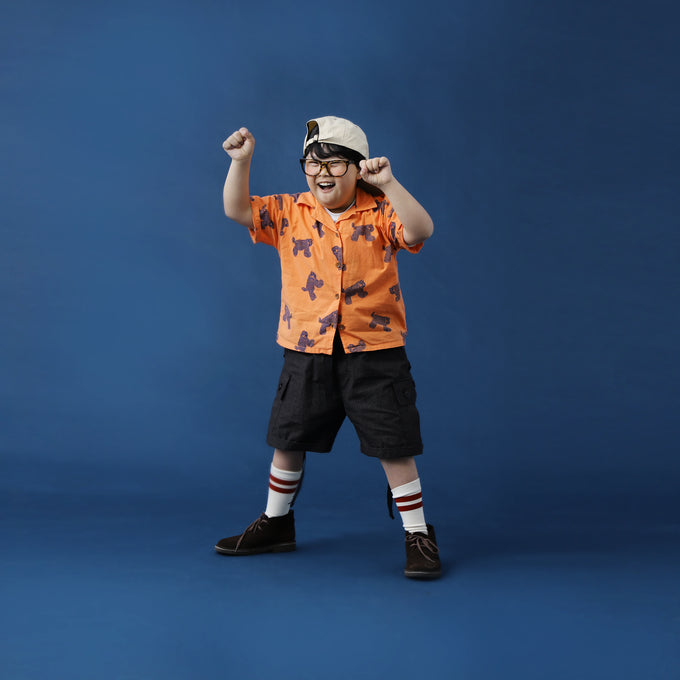 BOBOCHOSES<br>ボボショセス<br>Big Cat all over woven shirt<br>124AC036