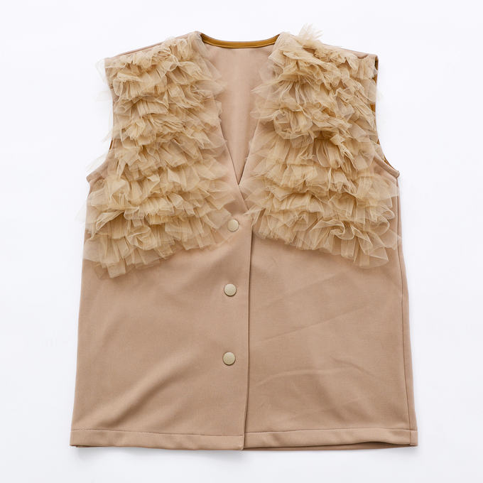 TOBOGGAN<br> トボガン<br>tulle tulle V-neck vest