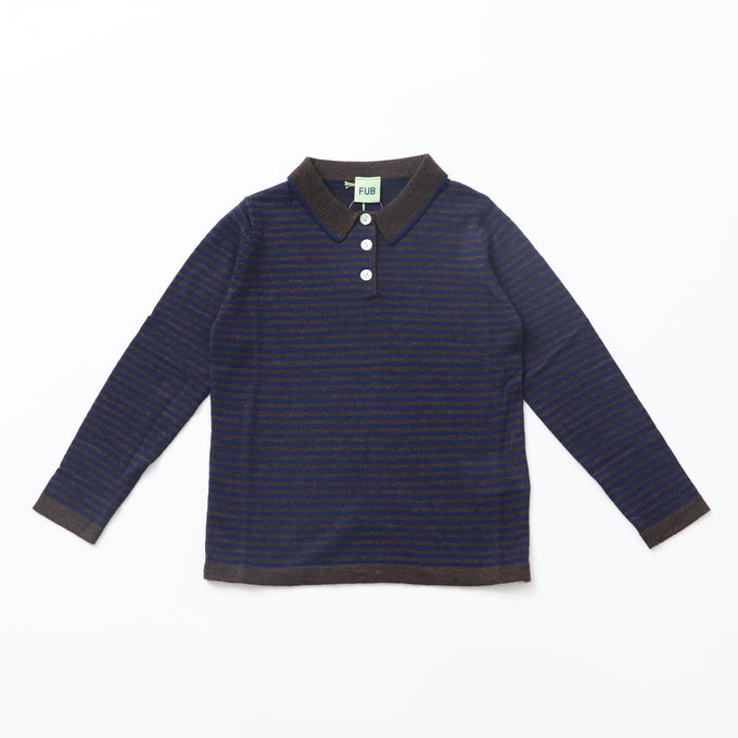 FUBファブ<br>BORDER襟付きニットトップス navy<br>440710391