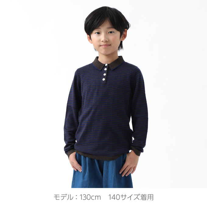 FUBファブ<br>BORDER襟付きニットトップス navy<br>440710391