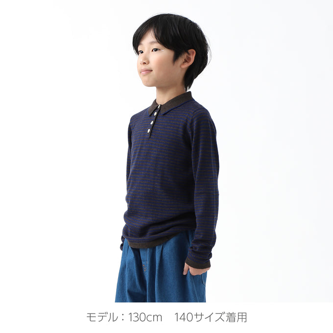 FUBファブ<br>BORDER襟付きニットトップス navy<br>440710391