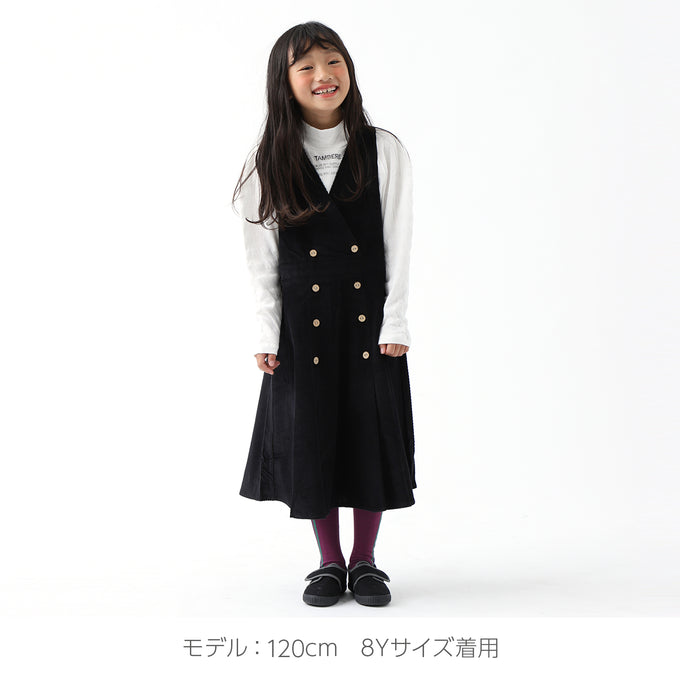 Popelin ポペリン<br>ノースリーブコーデユロイワンピース Black<br>Mod.35.4