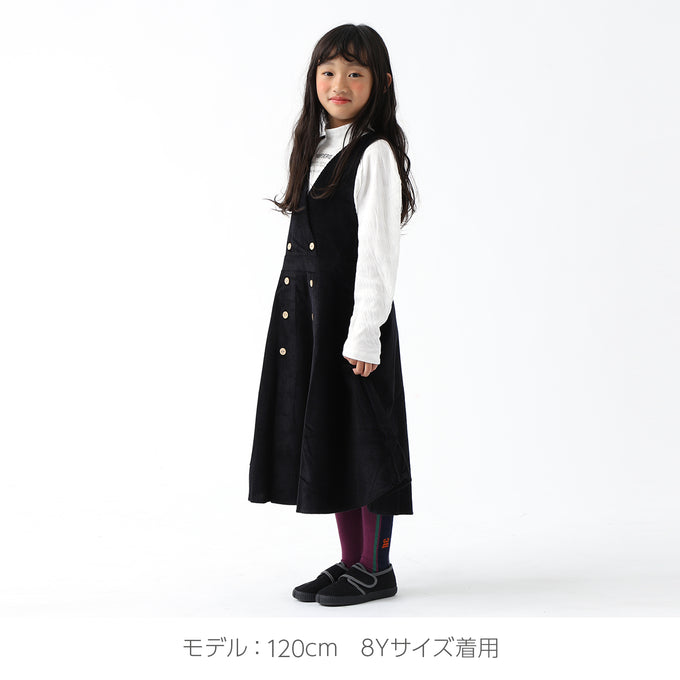 Popelin ポペリン<br>ノースリーブコーデユロイワンピース Black<br>Mod.35.4