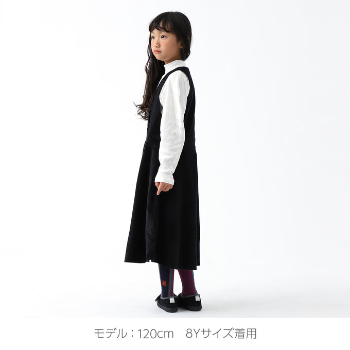 Popelin ポペリン<br>ノースリーブコーデユロイワンピース Black<br>Mod.35.4