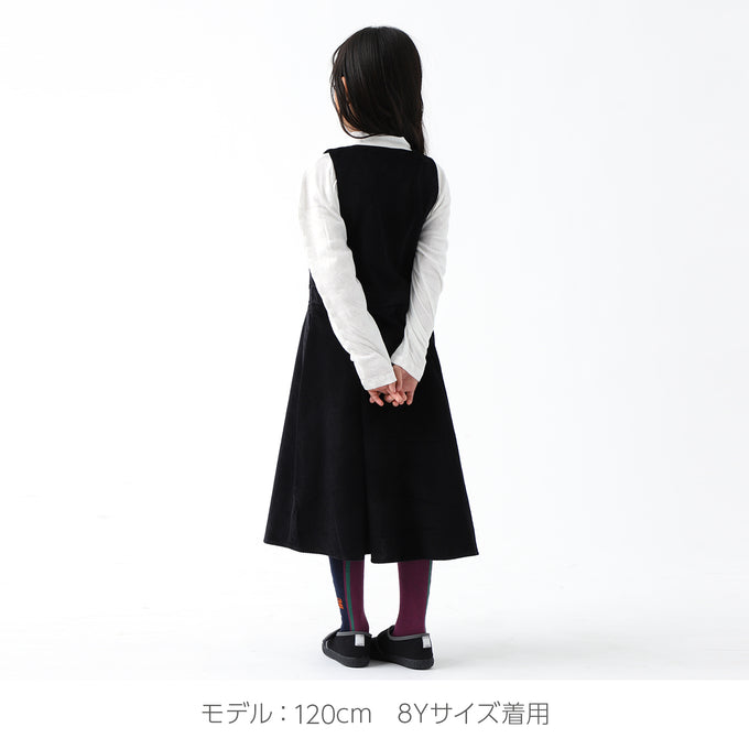 Popelin ポペリン<br>ノースリーブコーデユロイワンピース Black<br>Mod.35.4