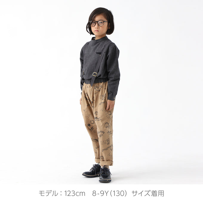 eLfinFolk エルフィンフォルク<br>AuRora tarina printed Suspenders pants<br>elf-232F04