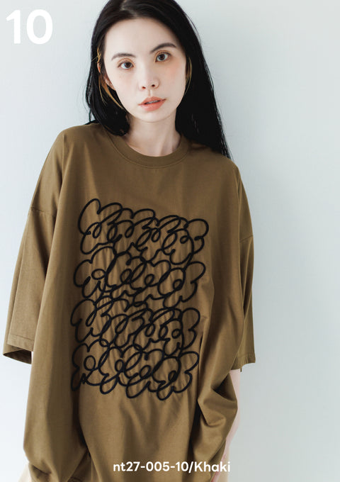 NUNUFORME<br> ヌヌフォルム<br>【27ssご予約 2月入荷予定】<br>フラワーロープ刺繍T<br>nt27-005-10