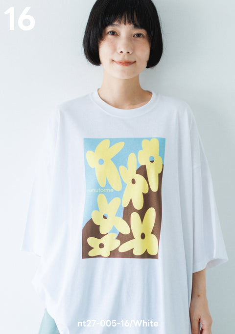 NUNUFORME<br> ヌヌフォルム<br>【27ssご予約 2月入荷予定】<br>フラワーペイントT<br>nt27-005-16