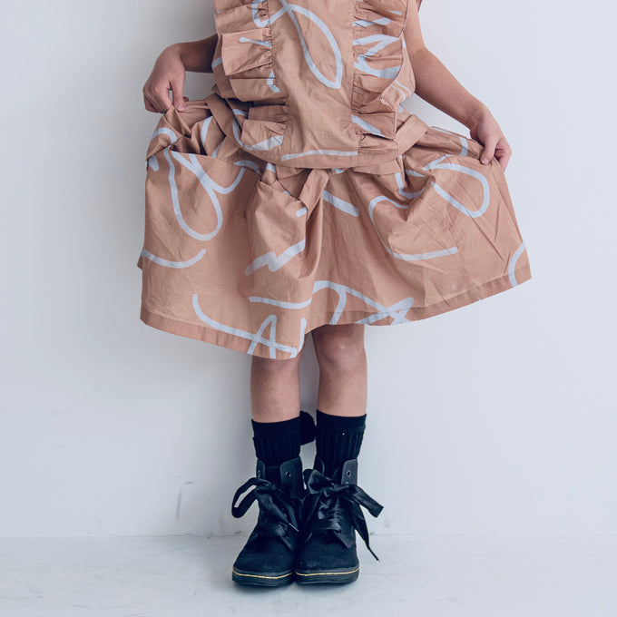 〈残りXL(9-12y145cm)のみ〉frankygrow フランキーグロウ<br>FRG+SB RIBBON SKIRT<br>24SBT-340