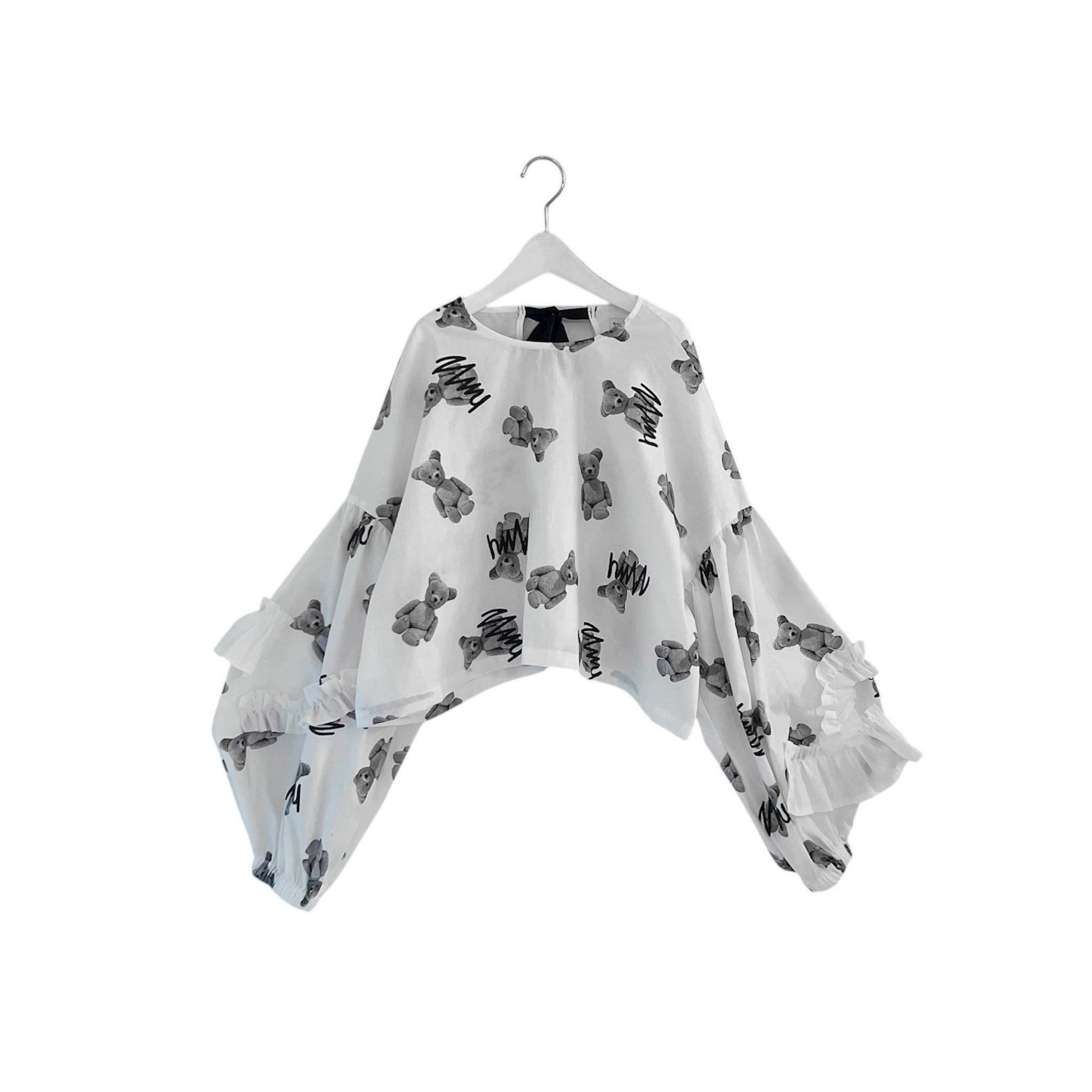 frankygrowフランキーグロウGRAFFITIED BEAR FRILL SLEEVES PO25FWSH